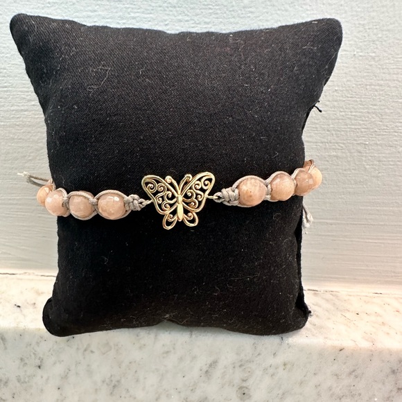 14 karat gold butterfly with beaded adjustable, bracelet, Bead Bracelet - Picture 2 of 7
